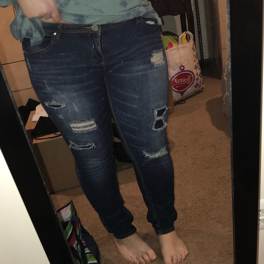 Dark wash ripped jeans